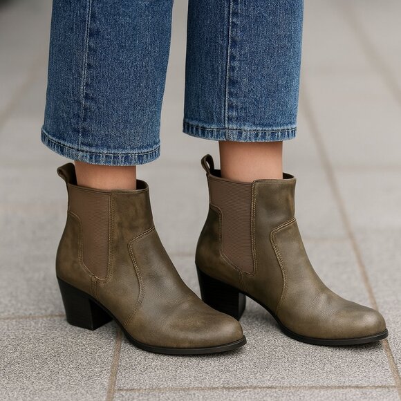 ECCO SZ 39 8-8.5 Women's Shape 35 Sartorelle Chelsea Boot Gray-Green - Picture 1 of 9